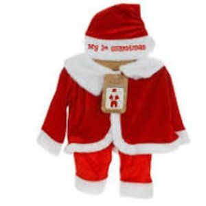 MR CLAUS BABY MY 1ST CHRISTMAS 3 PC SANTA SUIT SET 12 MTHS🆕FAST😮‍💨⚡🚚